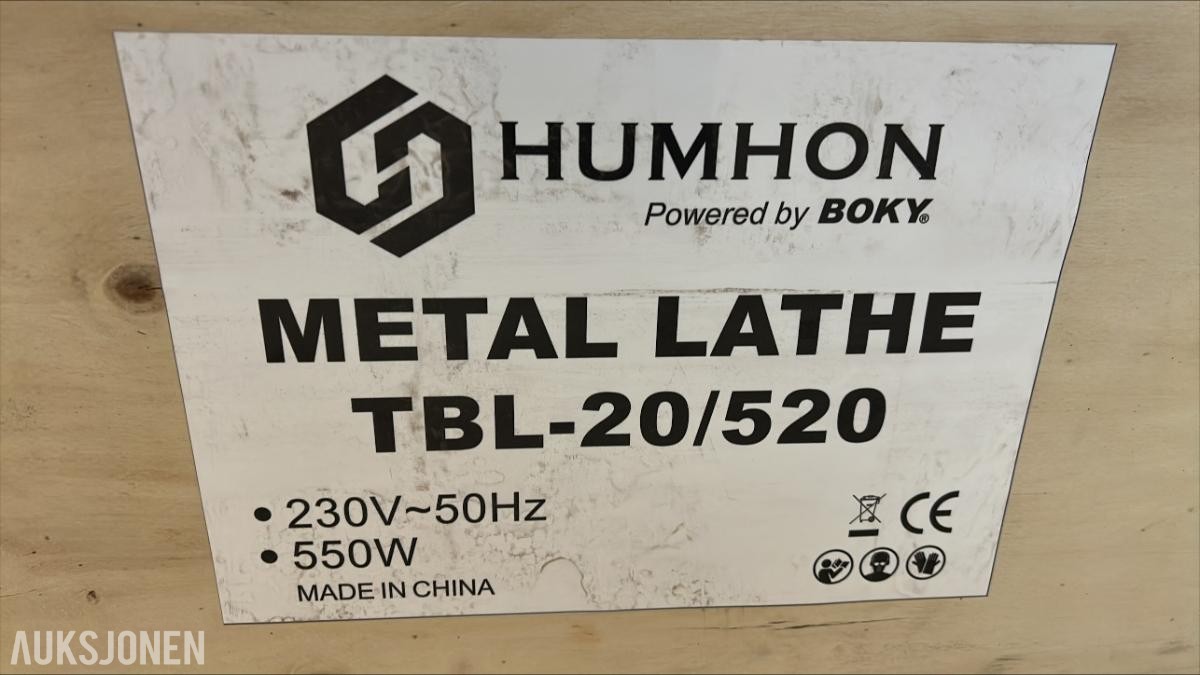 TOLLAUKSJON: BOKY HUMHON metalldreiebenk TBL-20/520